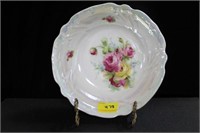 8 1/2" CABBAGE ROSE DECORATED BOWL MARKED: RCW -
