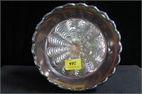 8 1/2" CARNIVAL GLASS COMPOTE - AMETHYST