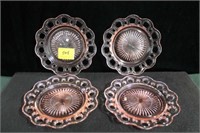 4 - 6" PINK DEPRESSION "OPEN LACE" PATTERN PLATES