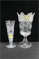 2 CRYSTAL VASES - 7" AND 9"