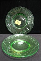 6 - 8" GREEN DEPRESSION GLASS PLATES