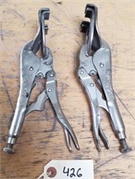 (2) vise grip 9" locking panel clamps
