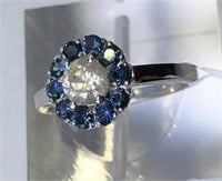 10K Diamond & Sapphire Ring 0.48CT