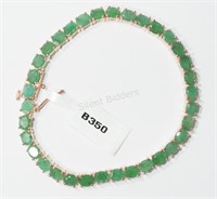 Sterling Silver, Emerald Bracelet