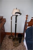 Lamps and trash can