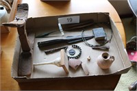 Group of artifacts, spear tips, pottey pieces,