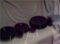 Ruby Glass 11 Plates, 8 Bowls, 8 Dessert plates,