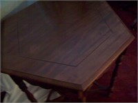 6 sided Wooden Carved Table 29x29x26