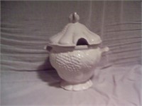 White Ceramic Soup Turine with Lid