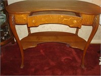 Kidney Shaped Quarter Saw Oak Table with drawer