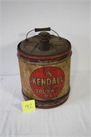 KENDALL 5 GAL ADVERTISING OIL CAN W/ WIRE HANDLE