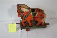 ANTIQUE PUL TOY HORSES (9" TALL x 10" LONG)