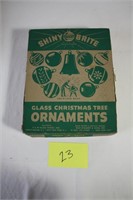 BOX OF VINTAGE SHINY-BRIGHT GLASS ORNAMENTS