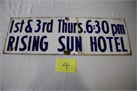 EARLY PORCELAIN SIGN - RISING SUN HOTEL
