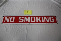 VINTAGE NO SMOKING PORCELAIN SIGN (2' X 4")