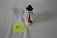 VINTAGE HAND PAINTED SNOWMAN WITH UMBRELLA