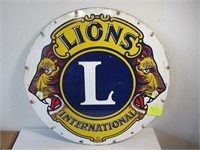 VINTAGE PORCELAIN LIONS INTERNATIONAL SIGN