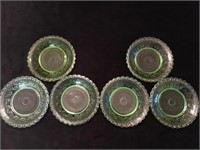 Vintage Green Cut Glass Plates