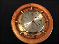 Quartz Wood and Brass Ship's Wheel Wall clock