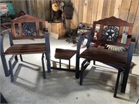 Pair of gliding western style chairs w/small