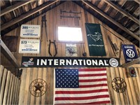 All decor items hanging on south wall of barn: