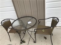 Patio Glass Top Table w/2 Chairs