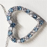 Sterling Silver Blue Topaz Cubic Zirconia Necklace