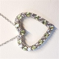 Sterling Silver Peridot Cubic Zirconia Necklace