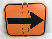 Small Orange Plastic Arrow Road Sign