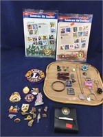 Stamps, Small Items and Many Virginia Pins