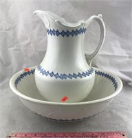 W. M. Co. Semi-Porcelain Basin and Pitcher
