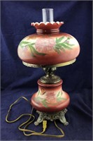 Red Hand Painted Gone With the Wind Type Lamp