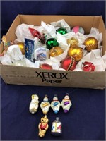 Box of Vintage Glass Ornaments and Mercury Glass