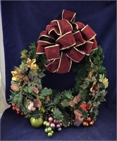 Wreath With Hanging Fruit and Subtle Colors
