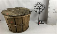 Wooden Basket and Metal Decorative Piece