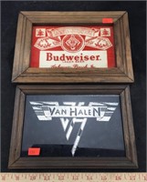 Framed Budweiser Ad & Van Halen Logo