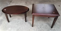 Small Wooden Oval Coffee Table + Square End Table