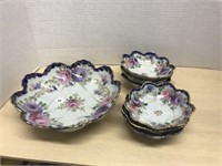 Decorative Serving Bowl With 6 Smaller Bowls