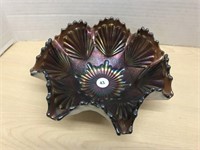 Carnival Glass 'shell' Pattern Scalloped Bowl By