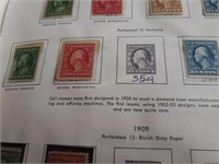 Scott's #352, 353, 355, green, red, blue stamp