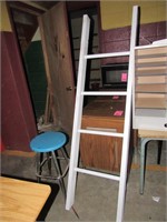 Metal Stool and Wooden Ladder