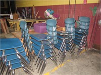 20 Blue Melamine and Chrome Chairs