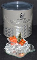 Swarovski Crystal Santa's Sleigh Tree Mirror & Box