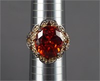 Sterling Silver and Red Rhinestone Size 9.5 Ring