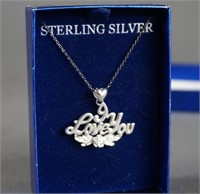 Sterling Silver I Love You Pendant Necklace