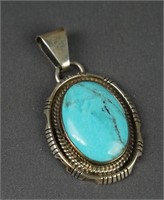 Sterling Silver Turquoise Southwest Pendant Signed