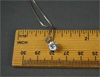 Sterling Silver 1ct CZ Pendant Box Chain Necklace