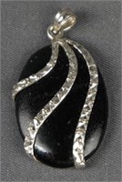 Sterling Silver and Black Onyx Stone Pendant