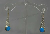 Native American Silver Turquoise Earrings Signed