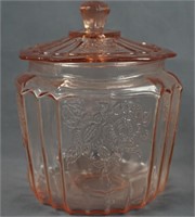 Mayfair Open Rose Pink Glass Cookie Jar with Lid